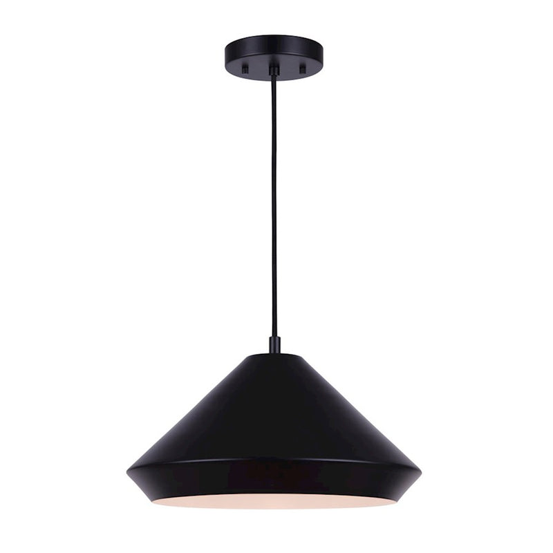 Canarm Byck 16in 1-Light Pendant | Mid-Century Matte Black Metal | Kitchen Island & Entryway | 16 x 10 in | Model IPL1020A16BK