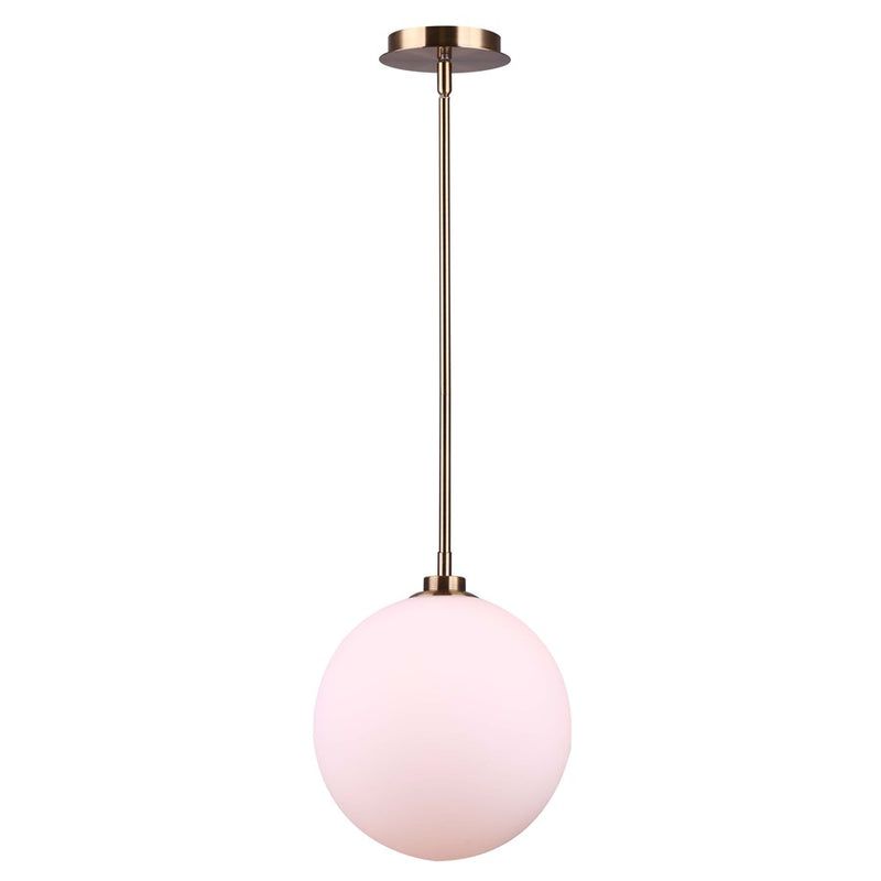 Canarm Simone 10in 1-Light Pendant | Modern Gold Metal & Opal Glass | Kitchen Island & Dining Room | 10 x 14 in | Model IPL1032A01-10GD
