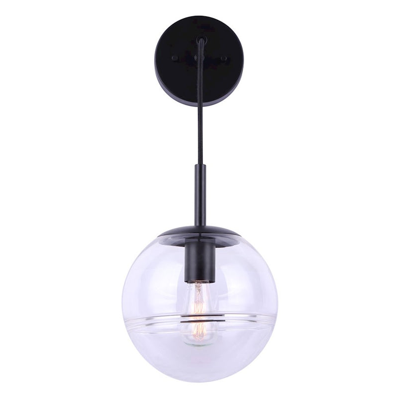 Canarm Neo 9in 1-Light Cord Pendant | Matte Black and Glass | Entryway & Bedside | 9 x 8 x 17 in | Model IPL1051A01BK