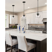 Canarm Neo 9in 1-Light Cord Pendant | Matte Black and Glass | Entryway & Bedside | 9 x 8 x 17 in | Model IPL1051A01BK