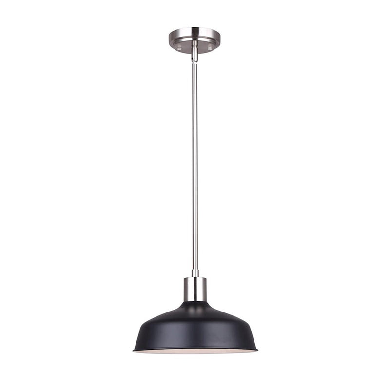 Canarm Bello 10in 1-Light Pendant | Brushed Nickel and Matte Black Metal | Kitchen Island & Dining Room | 10.25 x 9.5 x 57.5 in | Model IPL1055A01BKN