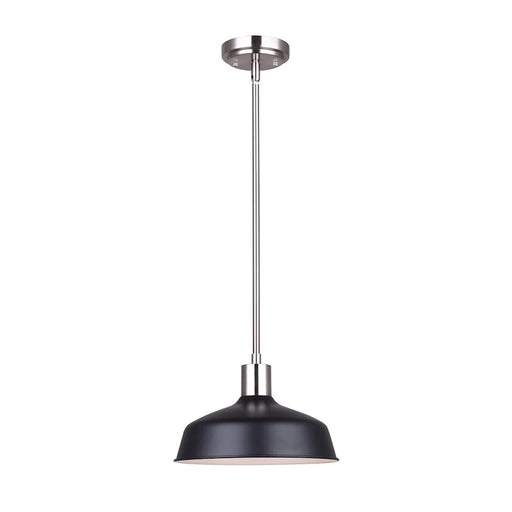Canarm Bello 10in 1-Light Pendant | Brushed Nickel and Matte Black Metal | Kitchen Island & Dining Room | 10.25 x 9.5 x 57.5 in | Model IPL1055A01BKN