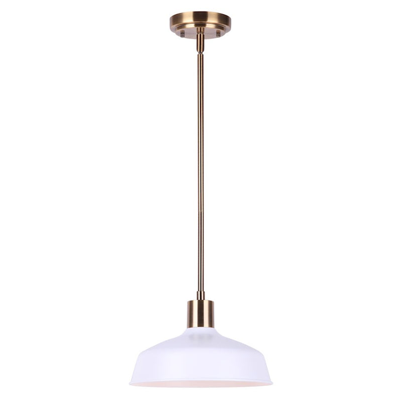 Canarm Bello 10in 1-Light Pendant | Gold and White Metal | Kitchen Island & Dining Room | 10.25 x 9.5 x 57.5 in | Model IPL1055A01GDW