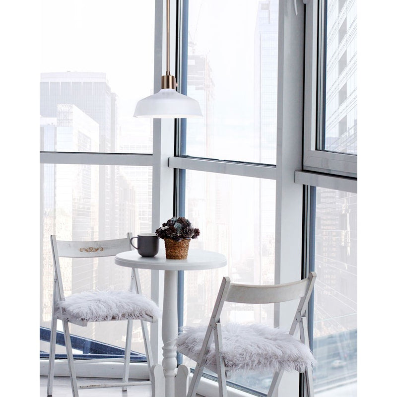 Canarm Bello 10in 1-Light Pendant | Gold and White Metal | Kitchen Island & Dining Room | 10.25 x 9.5 x 57.5 in | Model IPL1055A01GDW