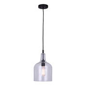 Canarm Keeva 8in 1-Light Pendant | Black Metal and Clear Glass | Kitchen Island & Dining Room | 7.62 x 16 x 62.75 in | Model IPL1059A01BK