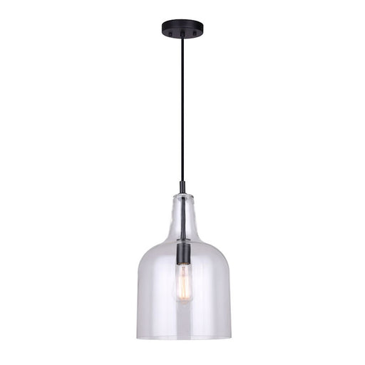 Canarm Keeva 10in 1-Light Pendant | Matte Black and Clear Glass | Kitchen Island & Dining Room | 19.25-66.25 in H | Model IPL1059A01BK10