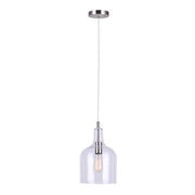 Canarm Keeva 8in 1-Light Pendant | Brushed Nickel and Clear Glass | Kitchen Island & Dining Room | 16-62.75 in H | Model IPL1059A01BN