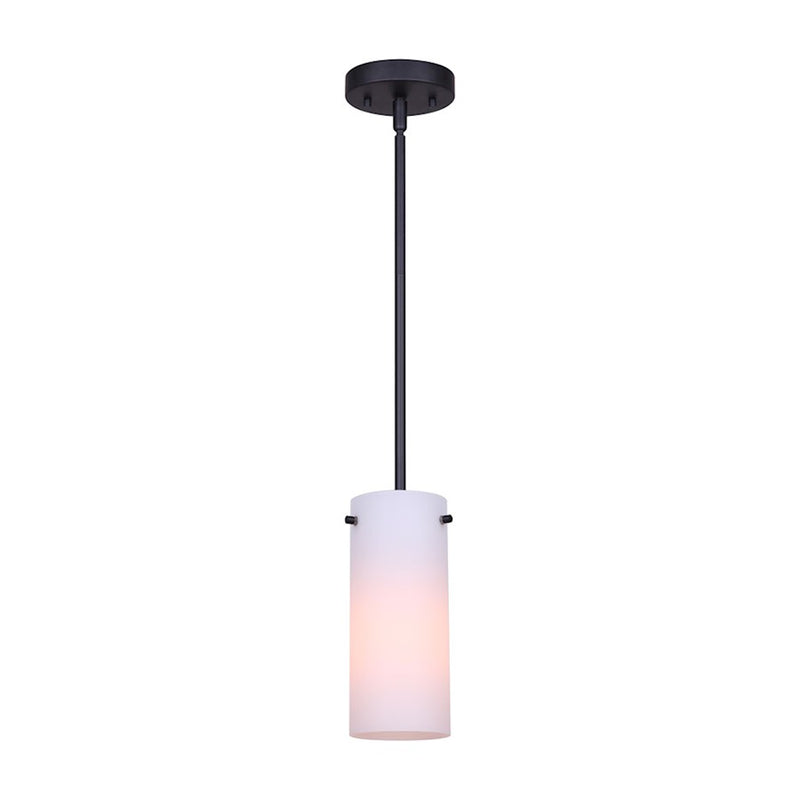 Canarm Lander 5in 1-Light Pendant | Matte Black and Opal Glass | Kitchen Island & Dining Room | 16.5-58.5 in H | Model IPL1063A01BK