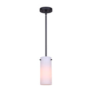 Canarm Lander 5in 1-Light Pendant | Matte Black and Opal Glass | Kitchen Island & Dining Room | 16.5-58.5 in H | Model IPL1063A01BK