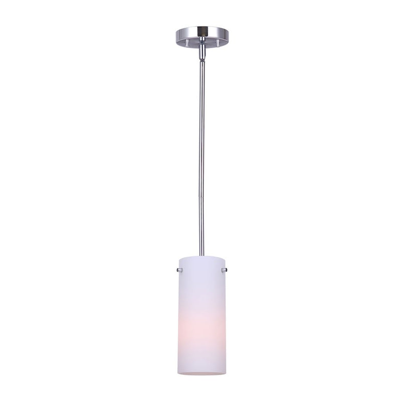 Canarm Lander 5in 1-Light Pendant | Chrome and Opal Glass | Kitchen Island & Dining Room | 5 x 5 x 16-58 in | Model IPL1063A01CH