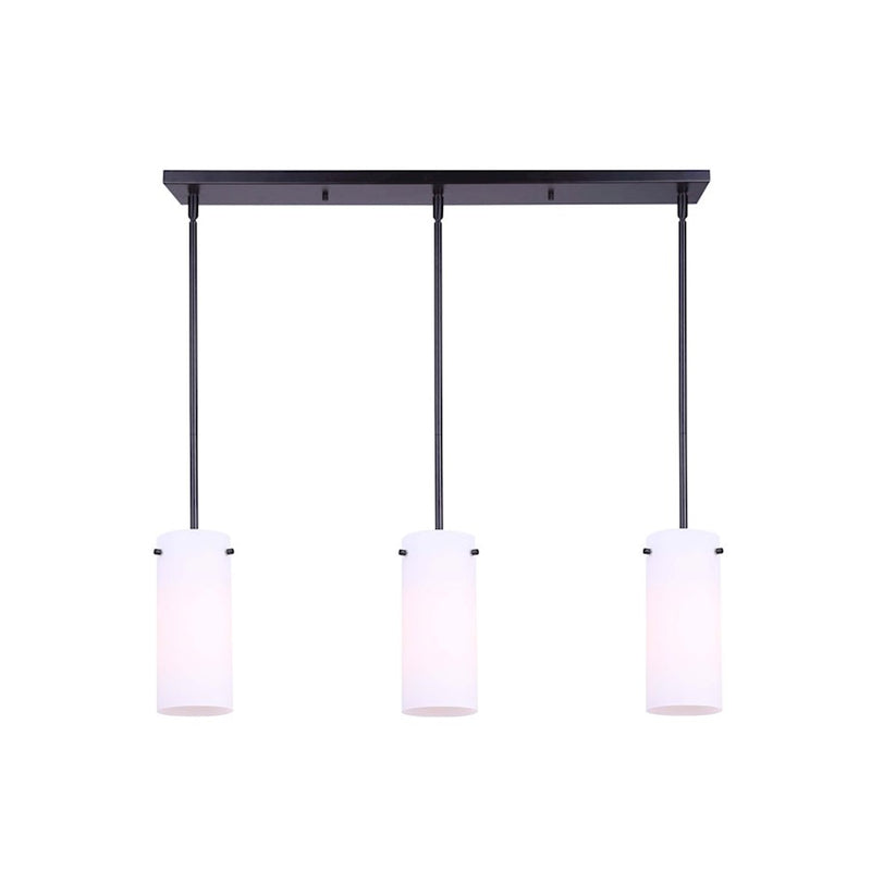 Canarm Lander 30in 3-Light Pendant | Matte Black and Opal Glass | Kitchen Island & Dining Room | 30 x 5 x 16-58 in | Model IPL1063A03BK