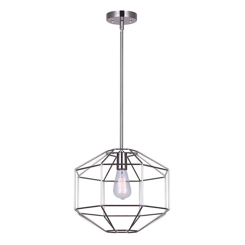 Canarm Alix 14in 1-Light Pendant | Brushed Nickel Open Frame | Kitchen Island & Dining Room | 14 x 14 x 20-62 in | Model IPL1064A01BN