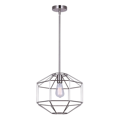 Canarm Alix 14in 1-Light Pendant | Brushed Nickel Open Frame | Kitchen Island & Dining Room | 14 x 14 x 20-62 in | Model IPL1064A01BN