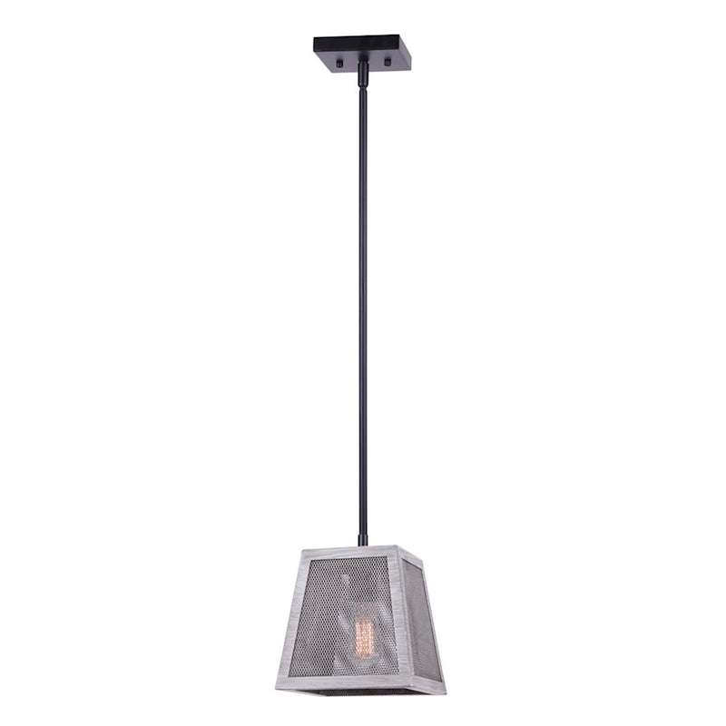 Canarm Alix 7in 1-Light Pendant | Modern Matte Black and Brushed Grey Metal | Kitchen Island & Dining Room | 7 x 7 x 10 in | Model IPL1065A01BBG