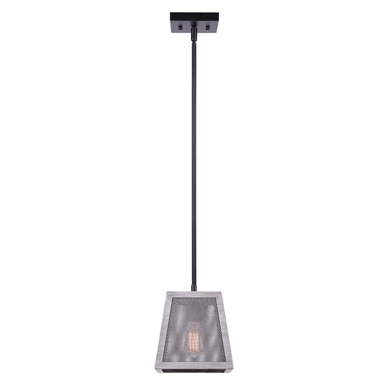 Canarm Alix 7in 1-Light Pendant | Modern Matte Black and Brushed Grey Metal | Kitchen Island & Dining Room | 7 x 7 x 10 in | Model IPL1065A01BBG