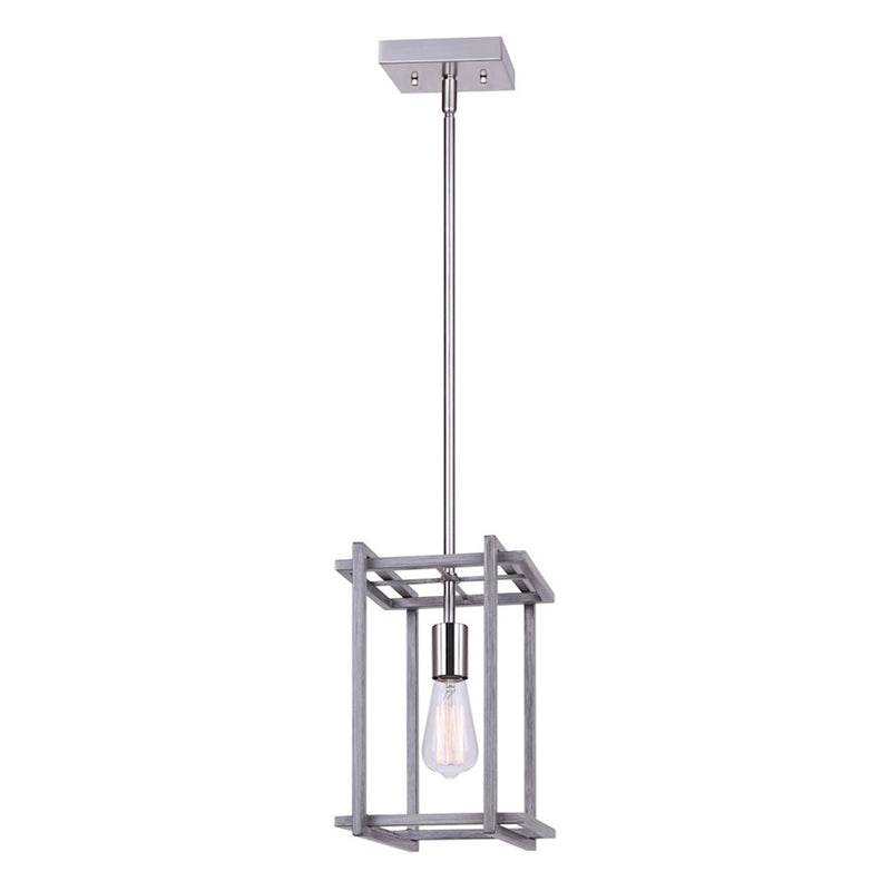 Canarm Carli 8in 1-Light Pendant | Industrial Brushed Nickel and Brushed Dark Grey Metal | Kitchen Island & Dining Room | Model IPL1066A01BNB
