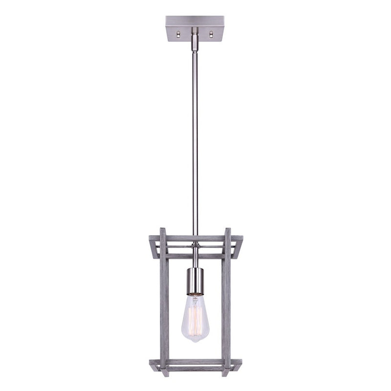 Canarm Carli 8in 1-Light Pendant | Industrial Brushed Nickel and Brushed Dark Grey Metal | Kitchen Island & Dining Room | Model IPL1066A01BNB