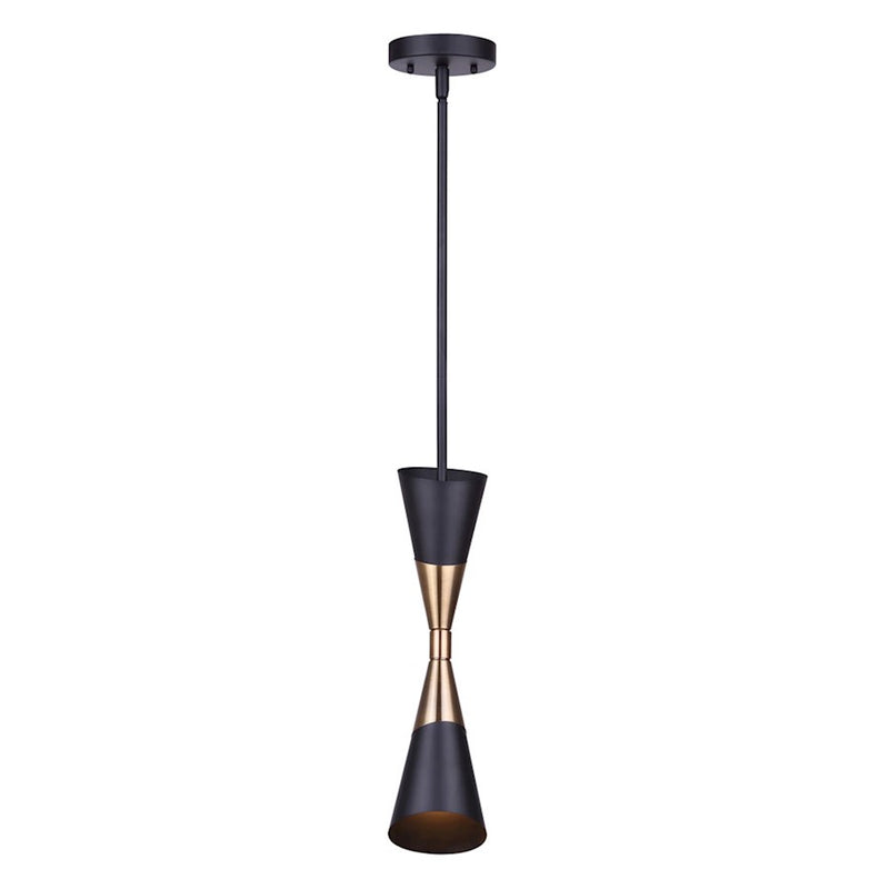 Canarm Emlen 5in 1-Light Pendant | Mid-Century Matte Black and Gold Metal | Kitchen Island & Dining Room | 5 x 26 in | Model IPL1073A01BKG