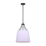 Canarm Anton 13in 1-Light Pendant | Transitional Matte Black and White Fabric Shade | Kitchen Island & Entryway | 13 x 20 in | Model IPL1075A01BK