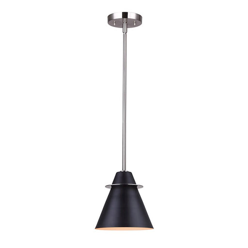 Canarm Talia 7in 1-Light Pendant | Modern Brushed Nickel and Matte Black Metal Shade | Kitchen Island & Dining Room | 7 x 57 in | Model IPL1076A01BKN