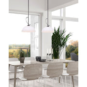 Canarm Mack 16in 1-Light Pendant | Matte Black Metal and Opal Glass | Entryway & Kitchen | 16.5-64.5 x 12.75 in | Model IPL1077A01BK