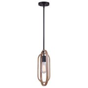 Canarm Dilan 7in 1-Light Pendant | Industrial Matte Black and Brushed Brown Wood | Kitchen Island & Dining Room | Model IPL1078A01BKB