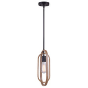 Canarm Dilan 7in 1-Light Pendant | Industrial Matte Black and Brushed Brown Wood | Kitchen Island & Dining Room | Model IPL1078A01BKB