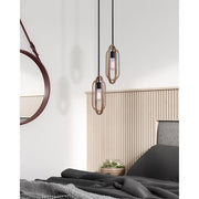 Canarm Dilan 7in 1-Light Pendant | Industrial Matte Black and Brushed Brown Wood | Kitchen Island & Dining Room | Model IPL1078A01BKB