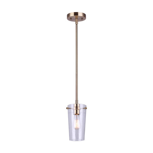 Canarm Vivien 1-Light Pendant | Gold and Seeded Glass | Kitchen Island & Dining Room | 5 x 11 in | Model IPL1080A01GD