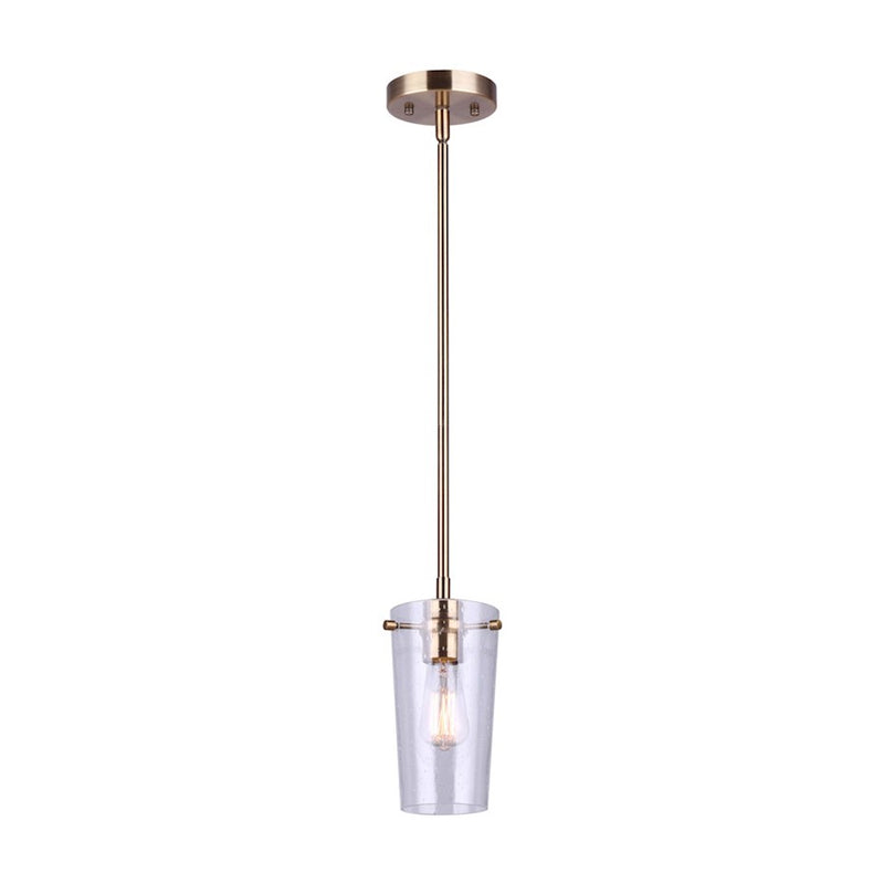 Canarm Vivien 1-Light Pendant | Gold and Seeded Glass | Kitchen Island & Dining Room | 5 x 11 in | Model IPL1080A01GD