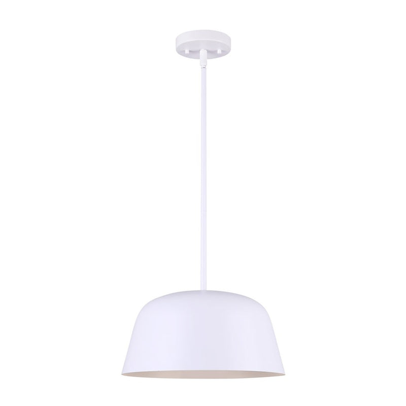 Canarm Kiliam 13in 1-Light Pendant | Matte White Metal | Kitchen Island & Dining Room | 13 x 13 x 9-58 in | Model IPL1098A01WH