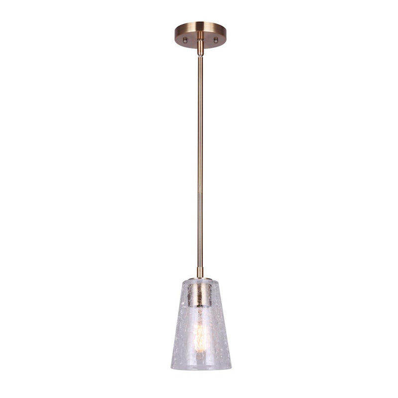 Canarm Everly 5in 1-Light Pendant | Gold Metal and Crackle Glass | Kitchen Island & Dining Room | 5 x 11-59 in | Model IPL1100A01GD
