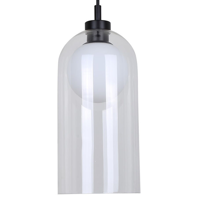 Canarm Pelia 7in 1-Light Pendant | Black Glass | Kitchen Island & Dining Room | 7 x 7 x 18.5 in, Adjustable | Model IPL1142A01BK