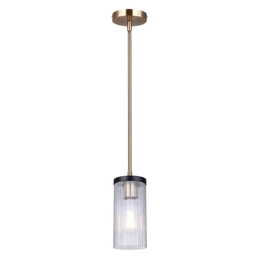 Canarm Jenner 1 Light 4.75" Pendant, Matte Black/Gold