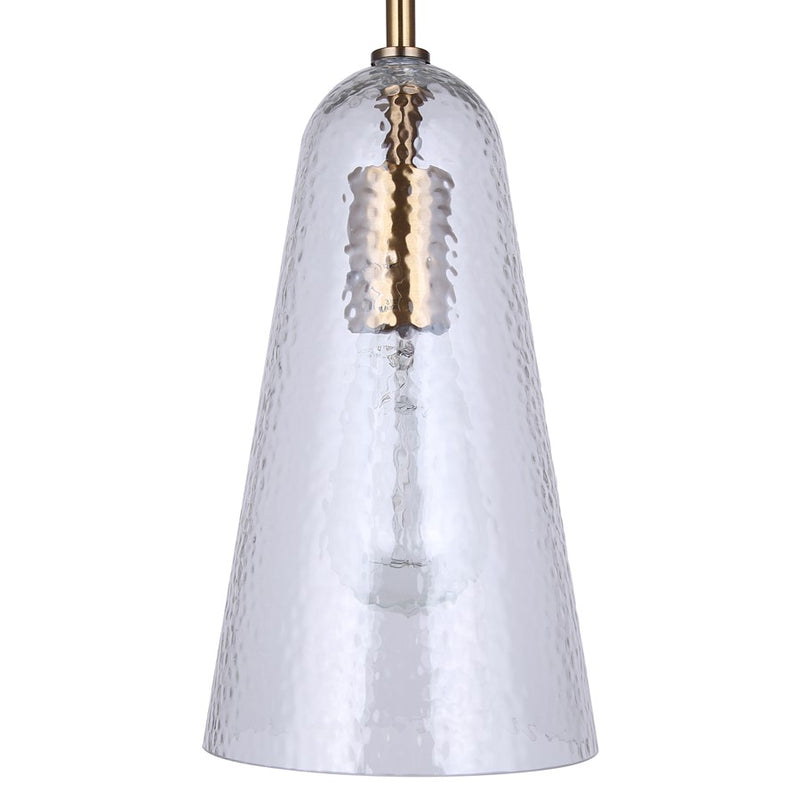 Canarm Luisa 5.88in 1-Light Pendant | Mid-Century Gold and Textured Glass | Dining Room & Kitchen Island | 5.88 x 5.88 x 19 in | Model IPL1144A01GD