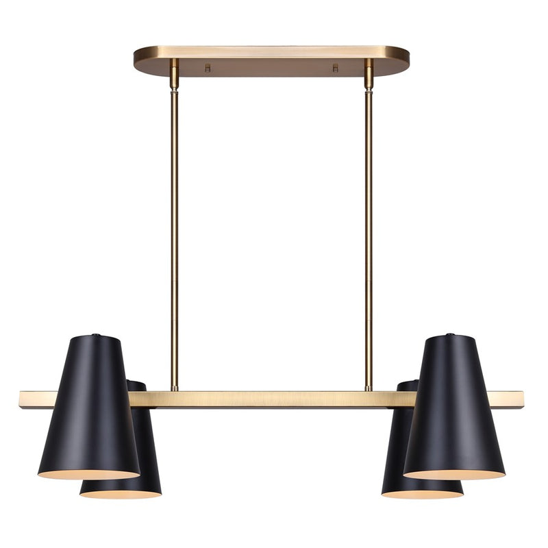 Canarm Harken 4 Light 18" Pendant, Matte Black/Gold
