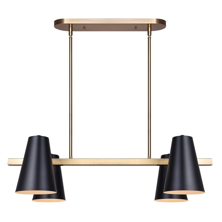 Canarm Harken 4 Light 18" Pendant, Matte Black/Gold - IPL1145A04BKG