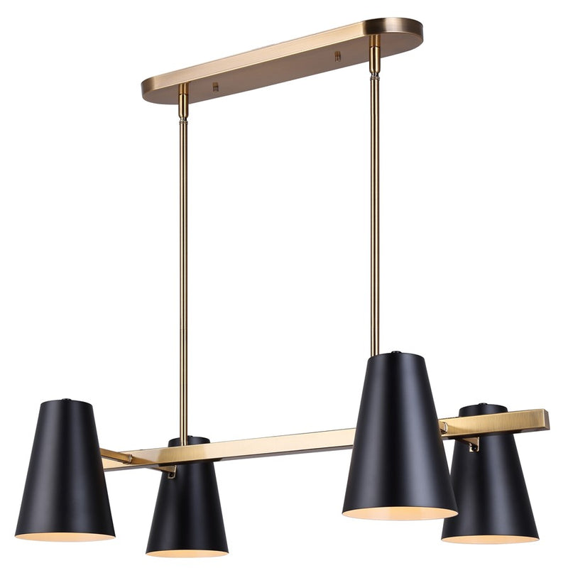 Canarm Harken 4 Light 18" Pendant, Matte Black/Gold