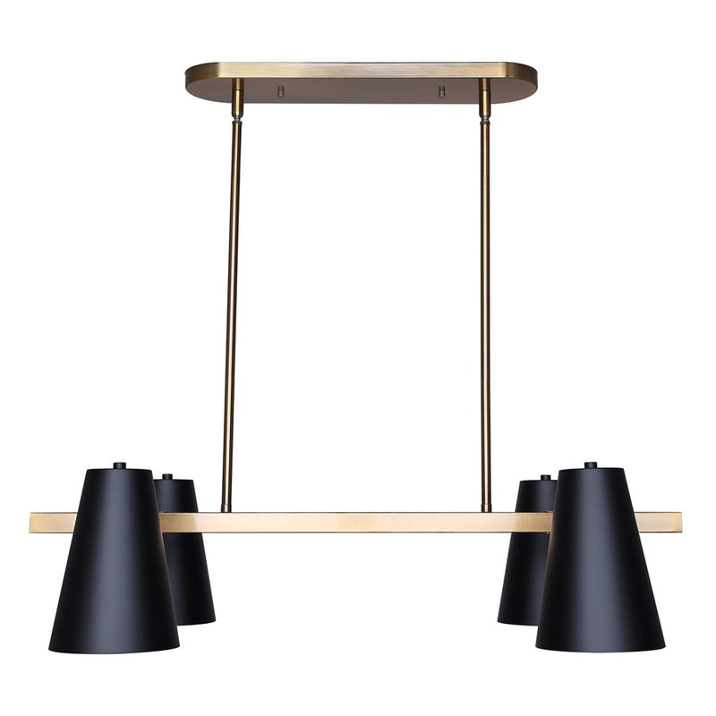 Canarm Harken 4 Light 18" Pendant, Matte Black/Gold