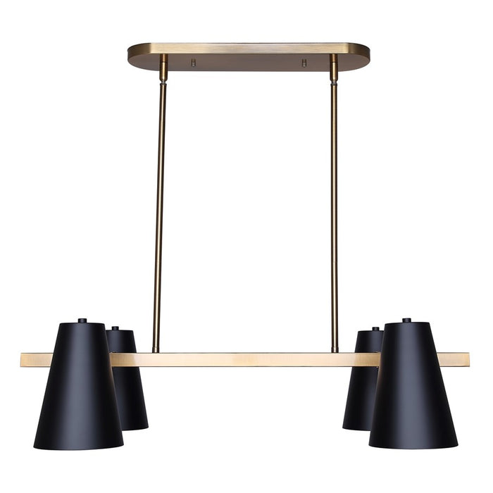 Canarm Harken 4 Light 18" Pendant, Matte Black/Gold