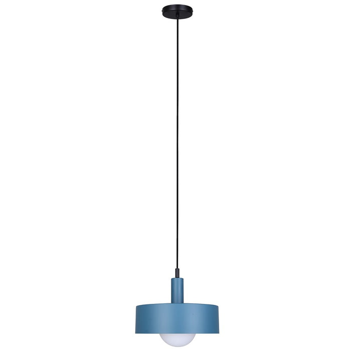 Canarm Daylon 1 Light 12.63" Pendant, Matte Blue/Black