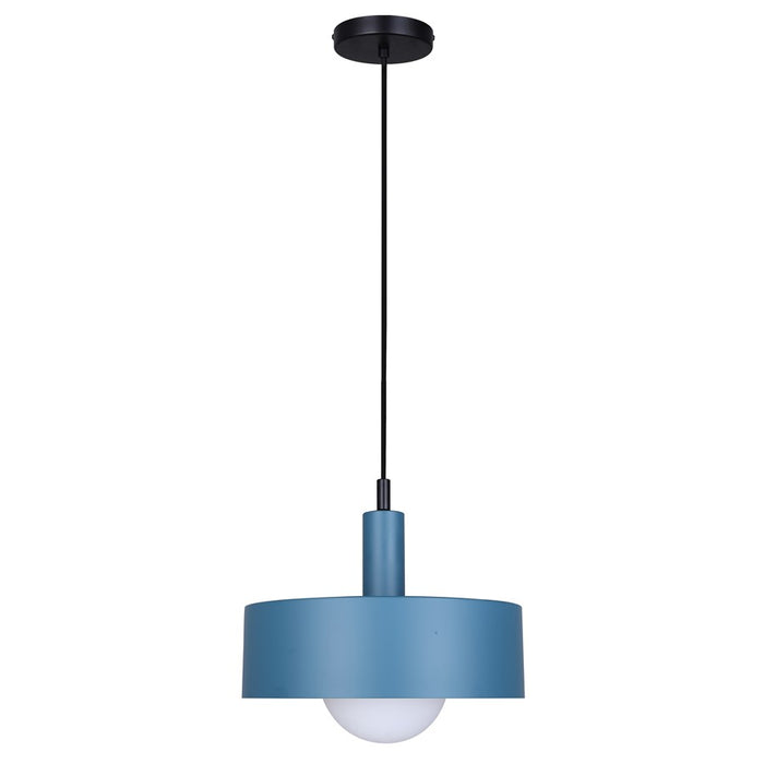 Canarm Daylon 1 Light 12.63" Pendant, Matte Blue/Black