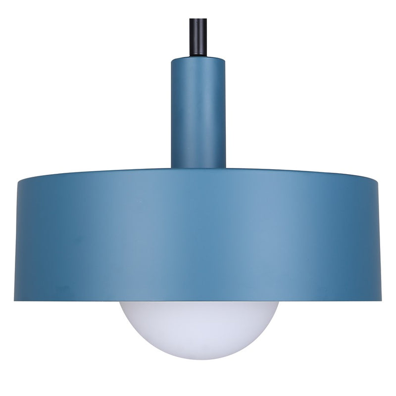 Canarm Daylon 1 Light 12.63" Pendant, Matte Blue/Black