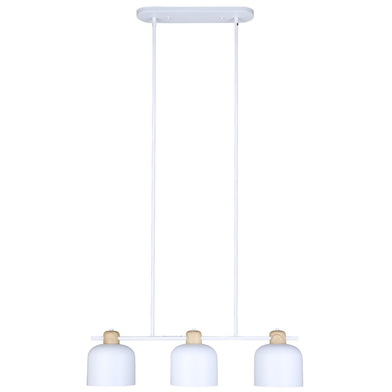 Canarm Caleb 32in 3-Light Pendant | Modern Matte White and Wood Accents | Kitchen Island & Dining Room | 32 x 7 x 16.5 in | Model IPL1152A03WHW