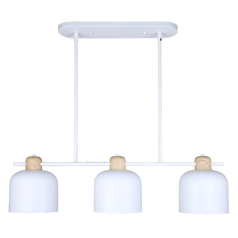 Canarm Caleb 32in 3-Light Pendant | Modern Matte White and Wood Accents | Kitchen Island & Dining Room | 32 x 7 x 16.5 in | Model IPL1152A03WHW
