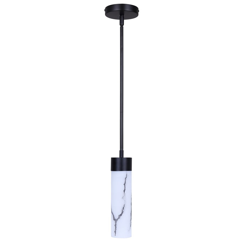 Canarm Kristella 4.75in 1-Light Pendant | Matte Black and Grey Marbled Glass | Kitchen Island & Dining Room | Model IPL1153A01BK