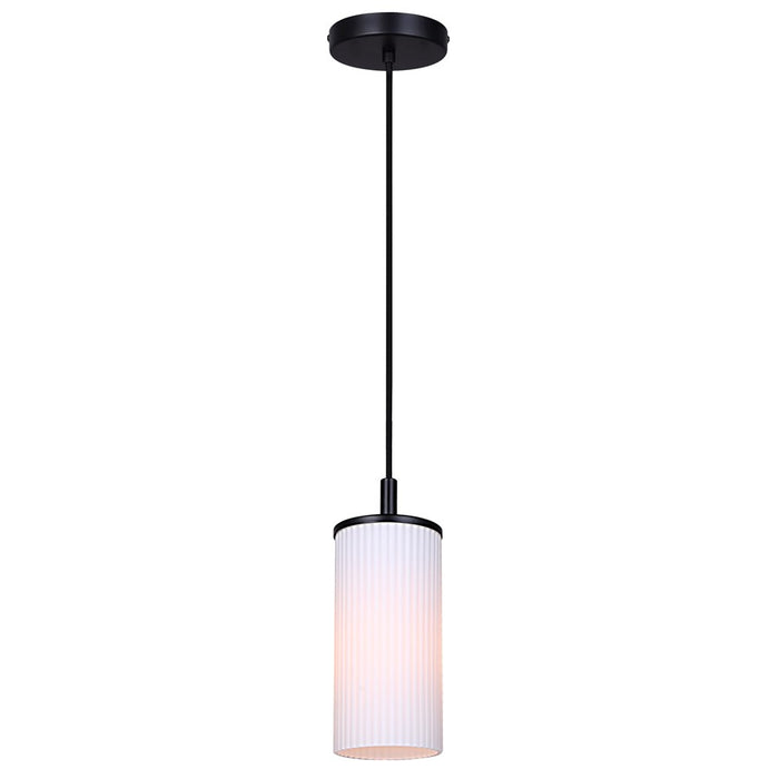 Canarm Kinslea 1 Light 4.75" Pendant, Matte Black/White