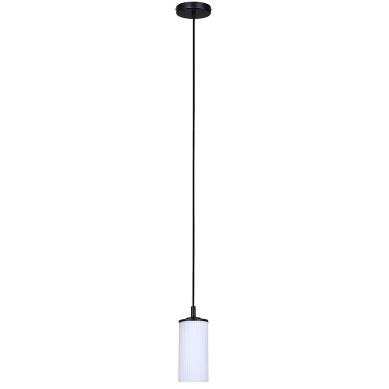 Canarm Kinslea 1 Light 4.75" Pendant, Matte Black/White