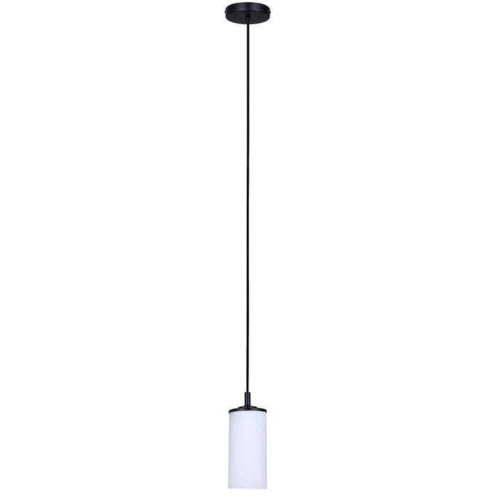 Canarm Kinslea 1 Light 4.75" Pendant, Matte Black/White