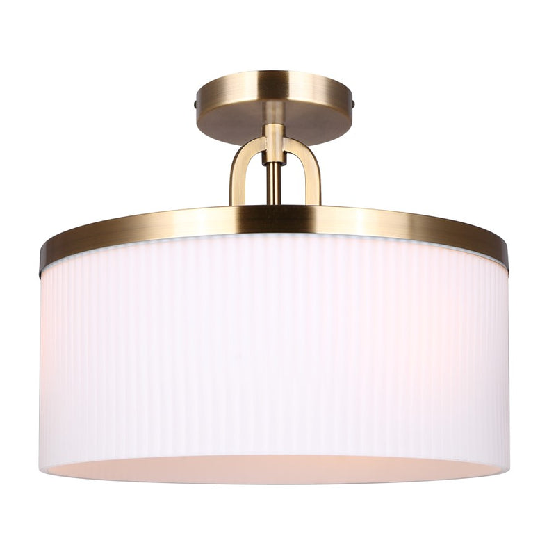 Canarm Kinslea 13.88in 3-Light Pendant | Gold and Opal Ribbed Glass | Living Room & Dining Room | 13.88 x 13.88 x 11 in | Model IPL1165A03GD14